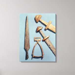 Viking swords, stirrup and spearhead canvas print