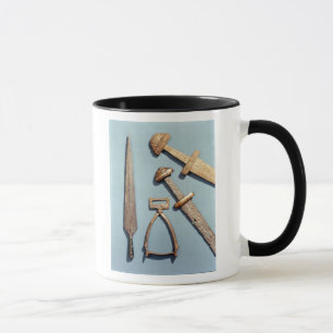 Viking swords, stirrup and spearhead mug