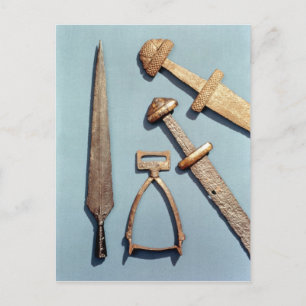 Viking swords, stirrup and spearhead postcard