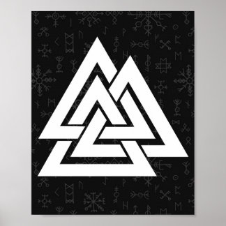 Viking Symbol Valknut with Celtic Runes - Valknut Poster