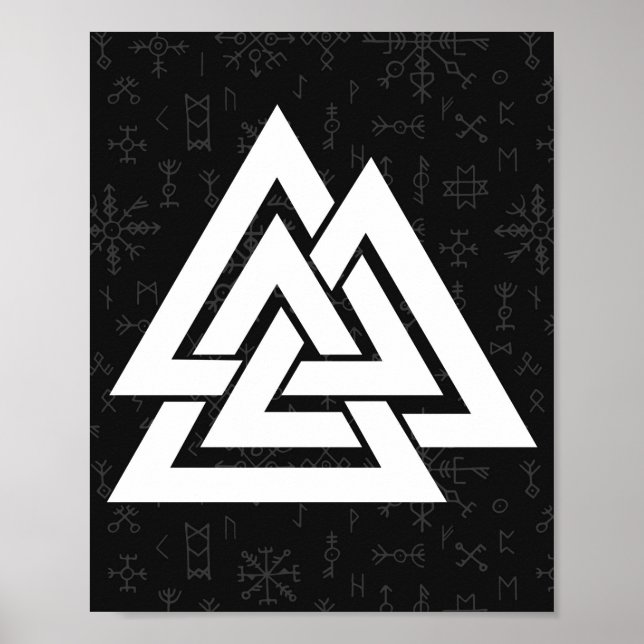 Viking Symbol Valknut with Celtic Runes - Valknut  Poster (Front)