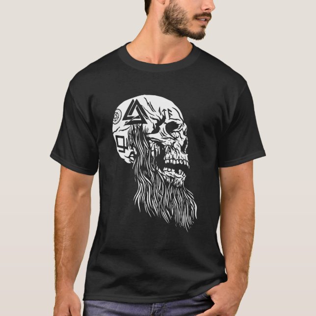 Viking Tattoos Skull T-Shirt (Front)