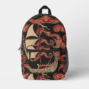 Viking Themed Longship Printed Backpack