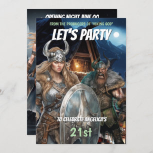 Viking themed norse warriors mediaeval men women invitation