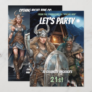 Viking themed norse warriors medieval men women invitation