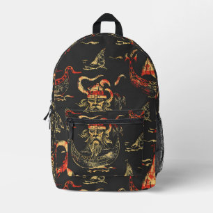Viking Themed Ocean Scene Printed Backpack