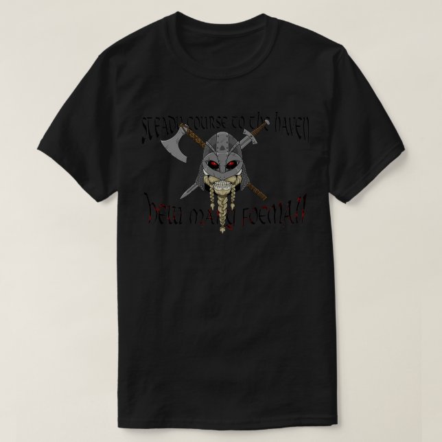 Viking themed Skull and Crossbones T-Shirt (Design Front)