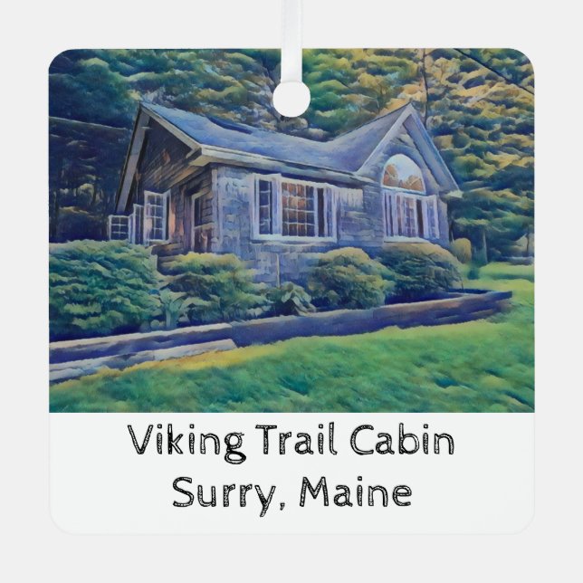 Viking Trail Cabin Watercolor Christmas Ornament (Front)