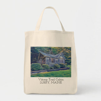 Viking Trail Cabin Watercolor Tote Bag