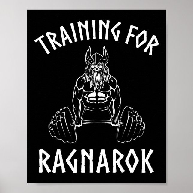 Viking Training For Ragnarok Shirt Norse Gym  Poster (Front)