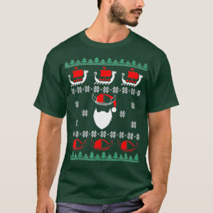 Viking Ugly Christmas Santa Ships Viking Hat T-Shirt