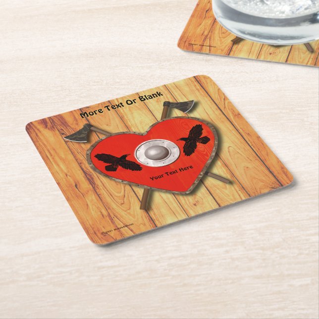 Viking Valentine - Raven Square Paper Coaster (Angled)