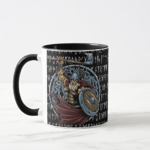 Viking Valhalla Warrior Background Runes Mug