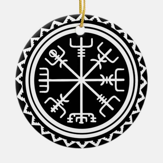 Viking Vegvisir Compass Ceramic Tree Decoration (Front)