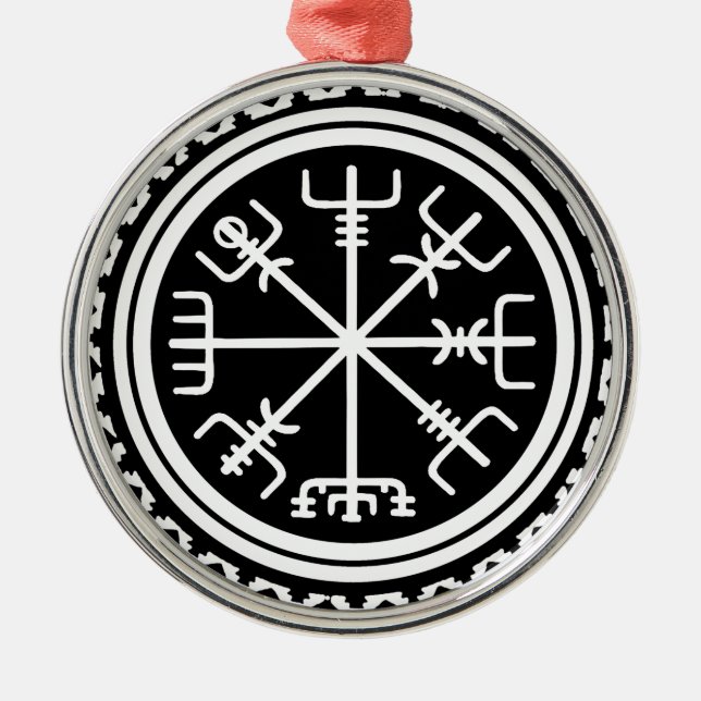 Viking Vegvisir Nautical Compass Metal Tree Decoration (Front)