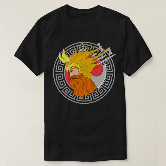 Viking viking axe norway viking helmet T-Shirt (Design Front)