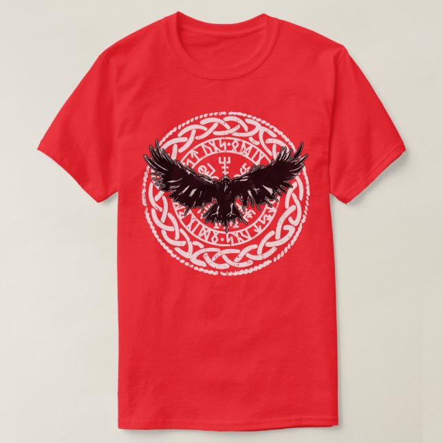 Viking Vikings Nordic Norse Scandinavian Raven Veg T-Shirt (Design Front)