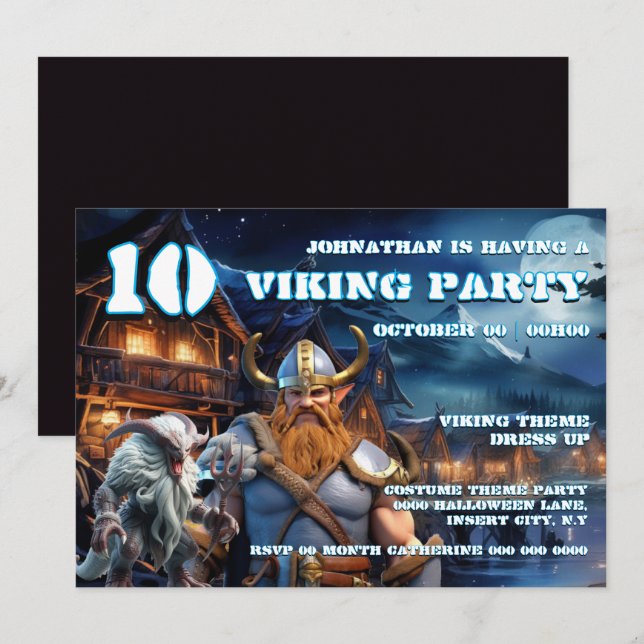 Viking Warrior Birthday boys fantasy theme Invitation (Front/Back)