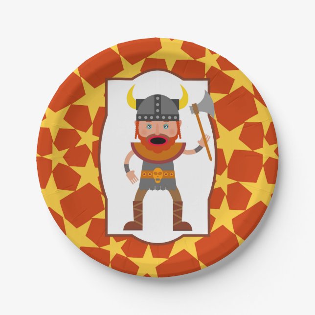 Viking Warrior Boy Birthday Party Paper Plate (Front)