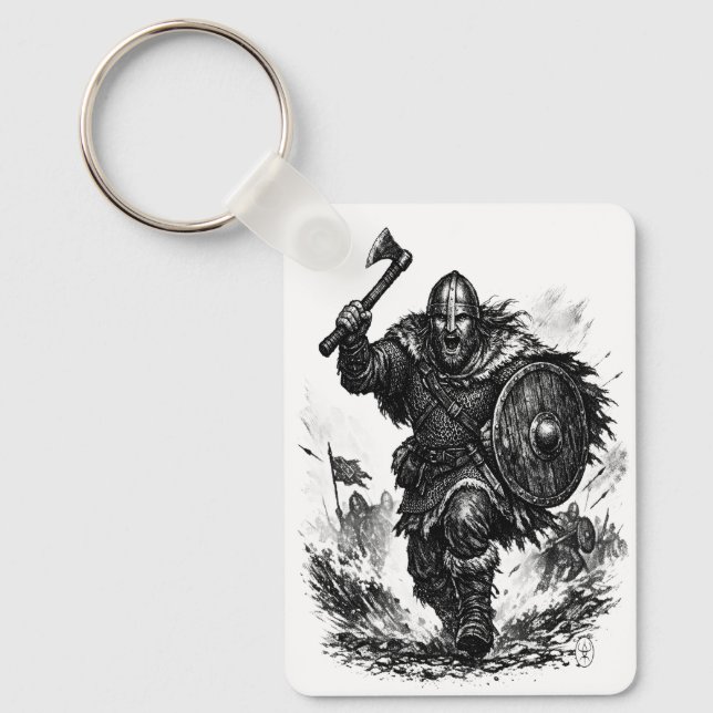 Viking Warrior Charge – Ink Battle Key Ring (Front)
