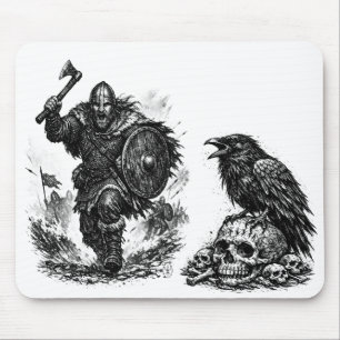 Viking Warrior Charge – Ink Battle Mouse Mat