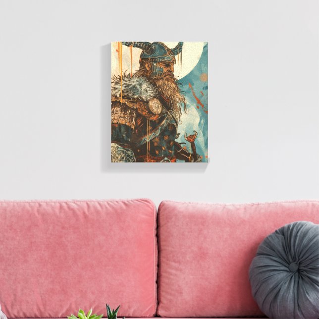 Viking Warrior Illustration Canvas Print (Insitu(LivingRoom))