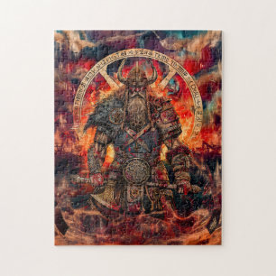 Viking Warrior in Asgard with Gods Jigsaw Puzzle