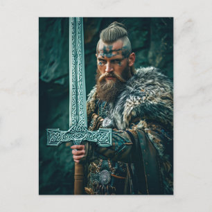 Viking Warrior in Authentic Attire Postcard