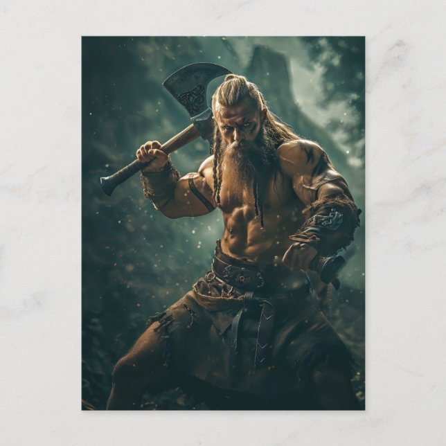 Viking Warrior in Authentic Attire Postcard (Front)