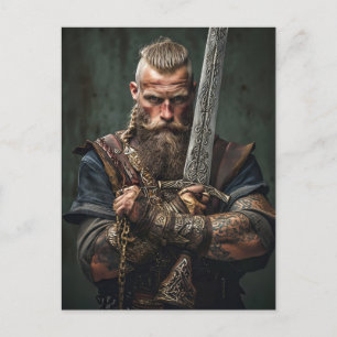 Viking Warrior in Authentic Attire Postcard