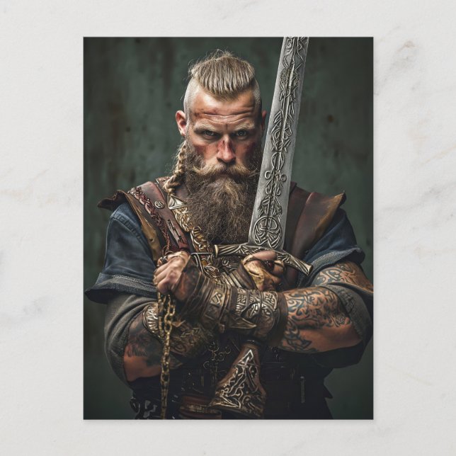 Viking Warrior in Authentic Attire Postcard (Front)