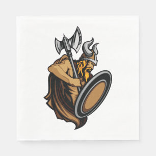 Viking Warrior Norse Barbarian with Axe and Shield Napkin