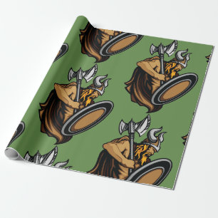 Viking Warrior Norse Barbarian with Axe and Shield Wrapping Paper