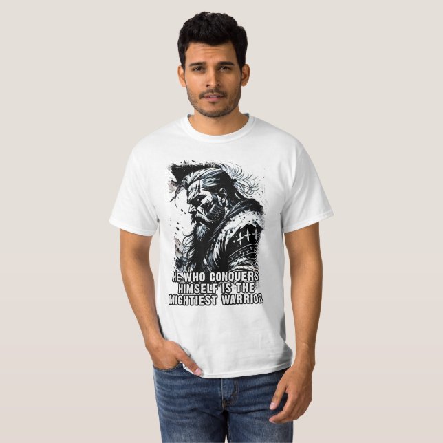 Viking warrior Norse Mythology Powerful words T-Shirt (Front Full)