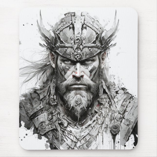 Viking Warrior Portrait Painting Historic Tough Mouse Mat (Front)