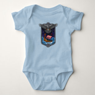 Viking Warrior Ship Raven Baby Bodysuit