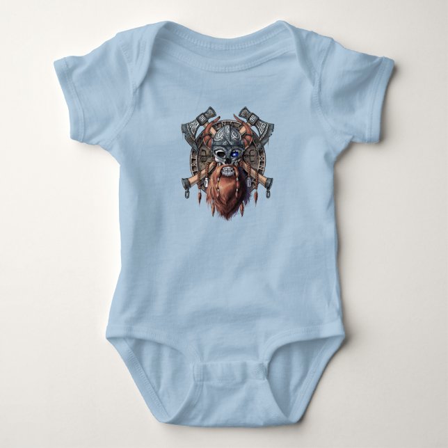 Viking Warrior Skull Baby Bodysuit (Front)