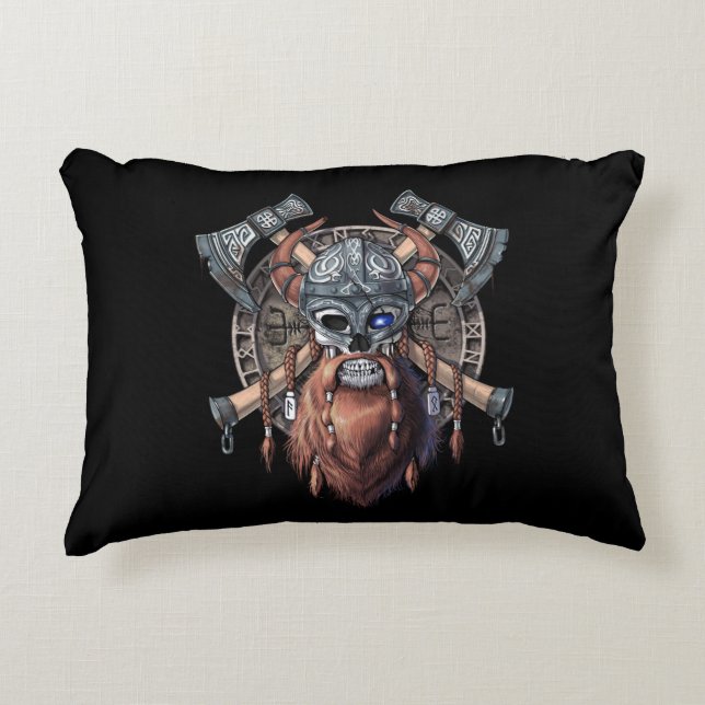Viking Warrior Skull Decorative Cushion (Front)