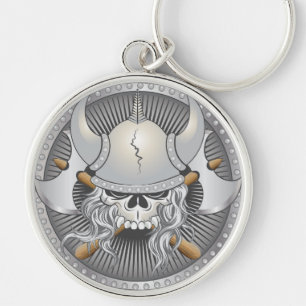 Viking Warrior Skull Key Ring