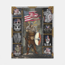 Viking Warrior Standing For American Flag
