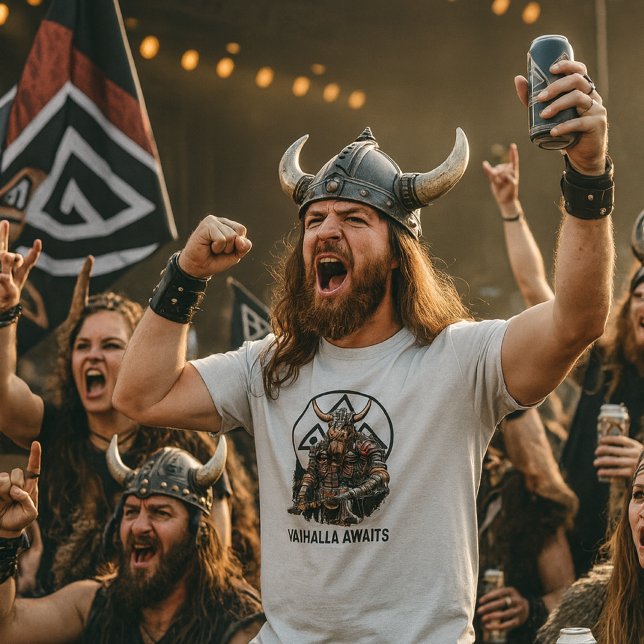 Viking Warrior Valhalla Awaits Valknut Graphic T-Shirt (Creator Uploaded)