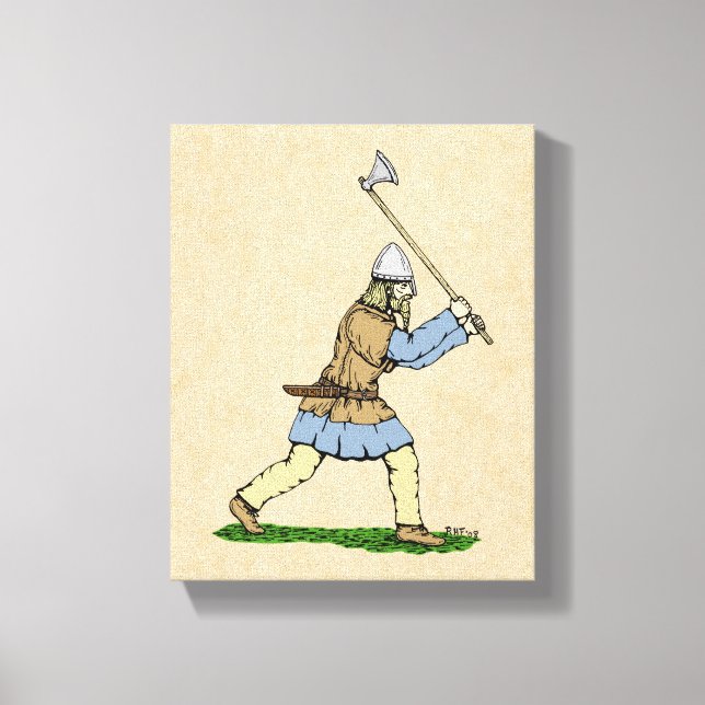 Viking Warrior Wielding Broad-Axe Canvas Print (Front)