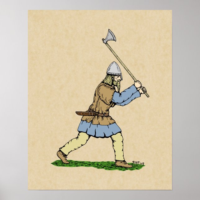 Viking Warrior Wielding Broad-Axe Poster (Front)