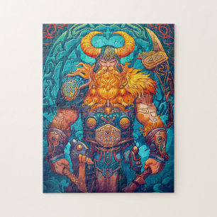 Viking Warrior with Axe Norse Mythology Comic Jigsaw Puzzle