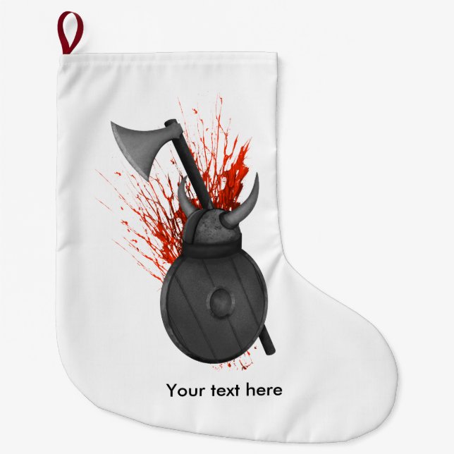 Viking Weapons  Of War And Blood Splatter Large Christmas Stocking (Front)