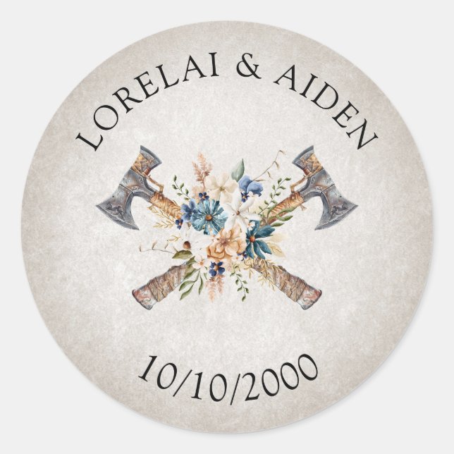 Viking Wedding Classic Round Sticker (Front)