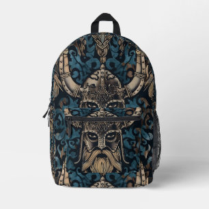 Viking with a Braided Beard Printed Backpack