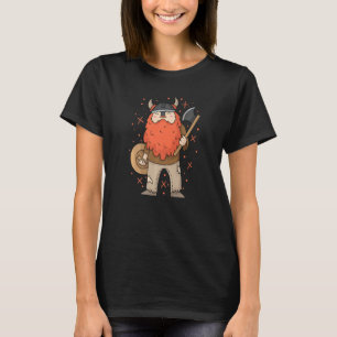 Viking with red full Beard Helmet and Axe T-Shirt