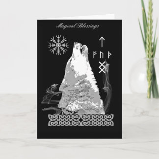 Viking Wolf Blessings Card