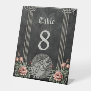 Viking Wolf & Roses. A stylised wolf's head, Pedestal Sign
